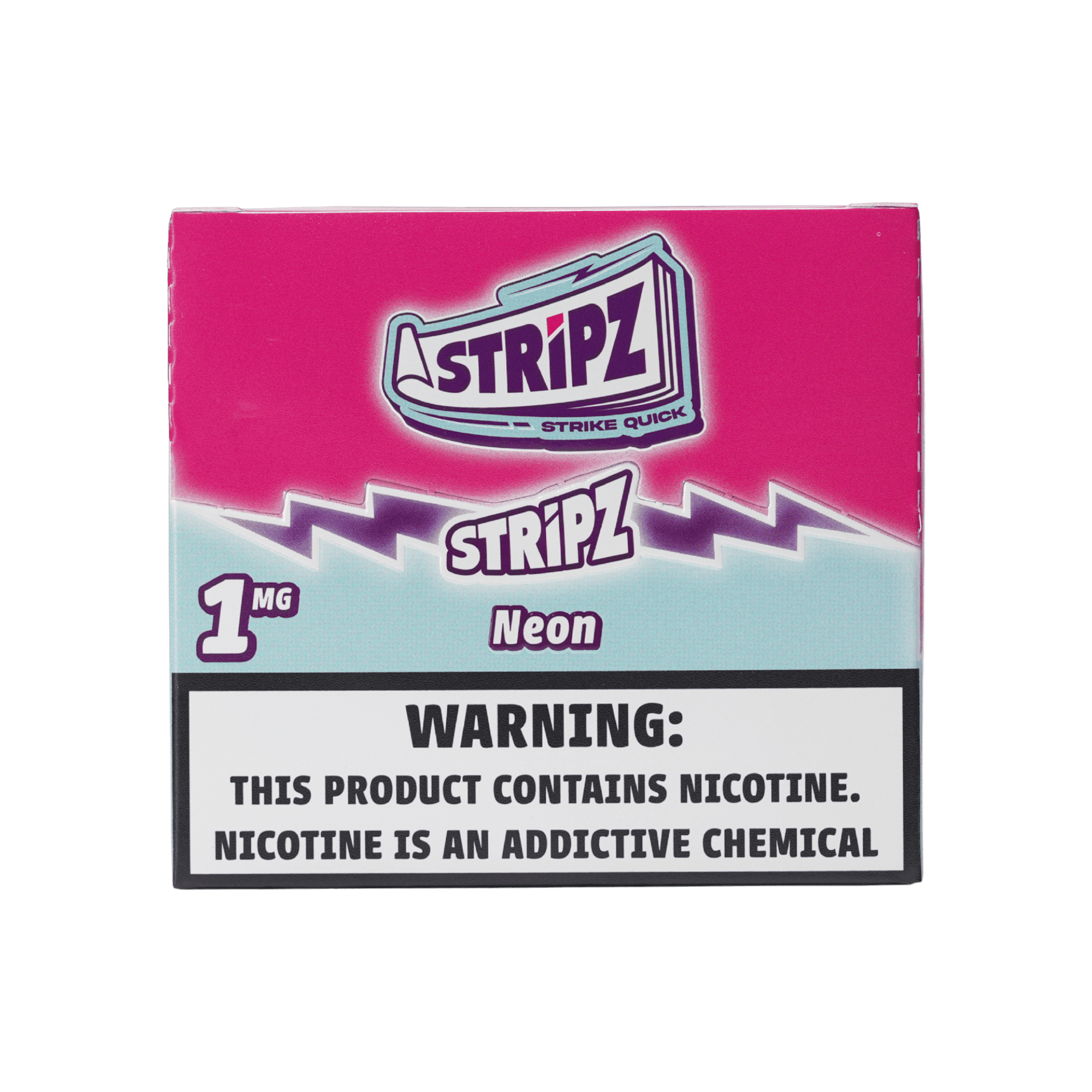Neon Stripz 1mg — open display box of nicotine strip packs.