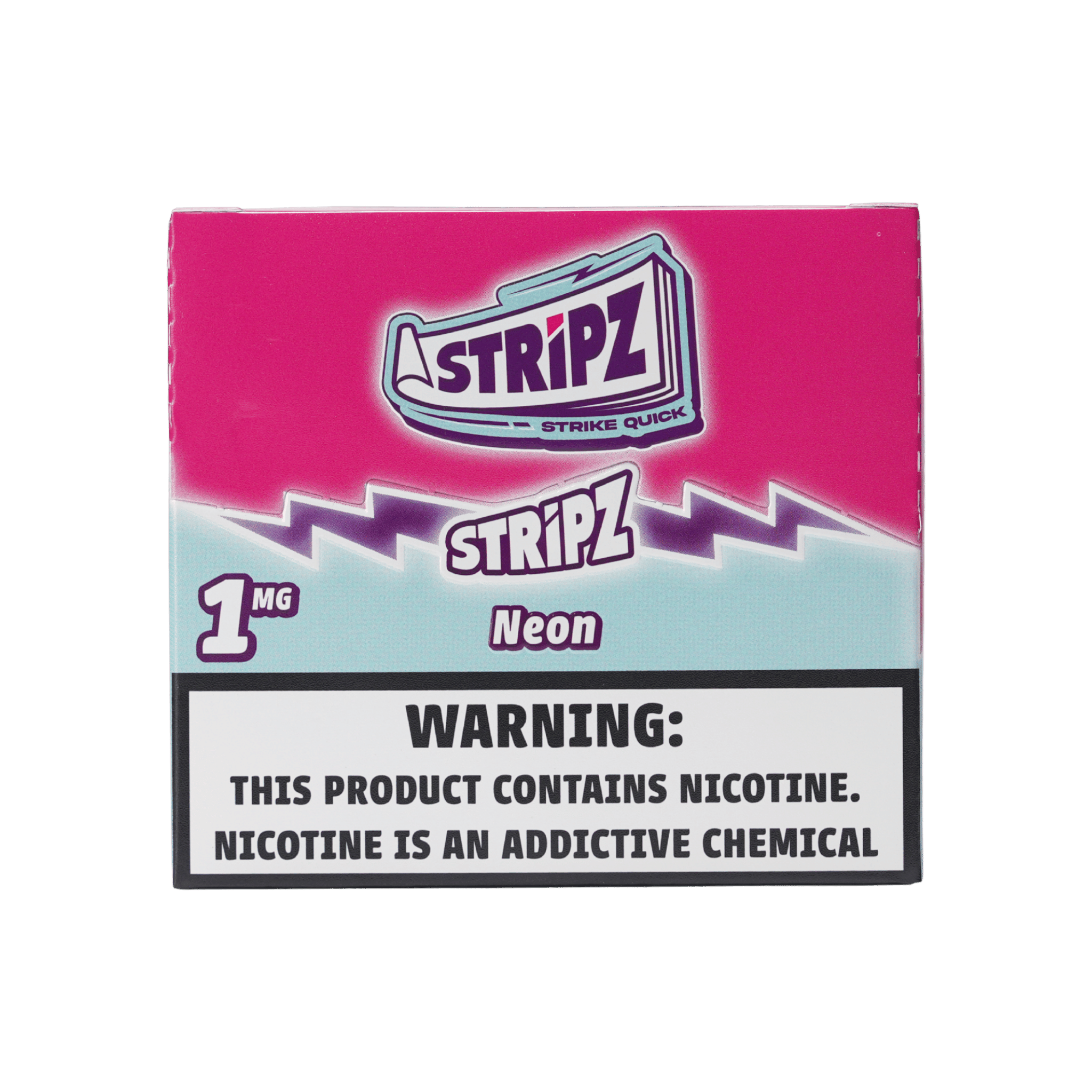Neon Stripz 1mg — open display box of nicotine strip packs.