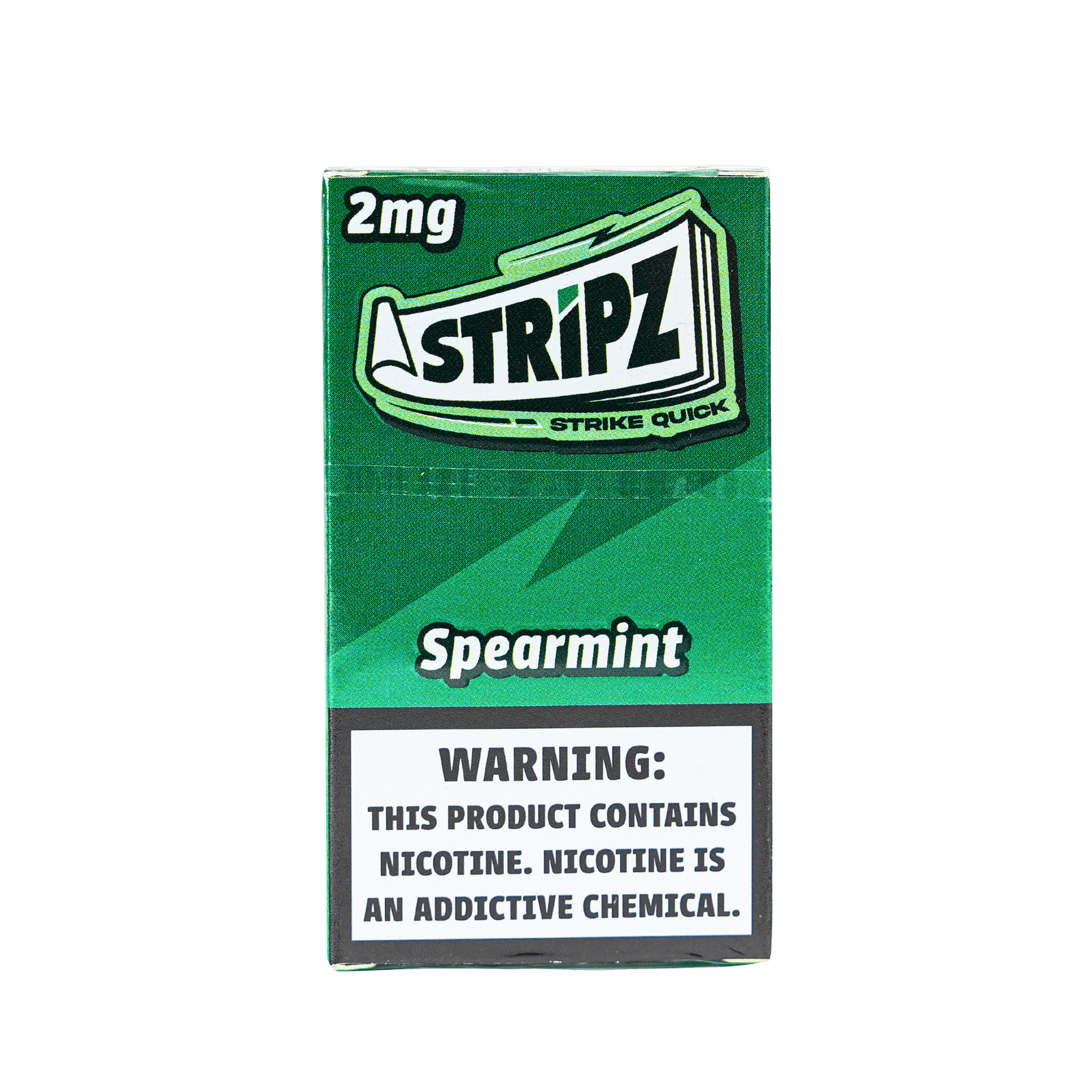 Spearmint Stripz 2mg nicotine strips single pack — front view.