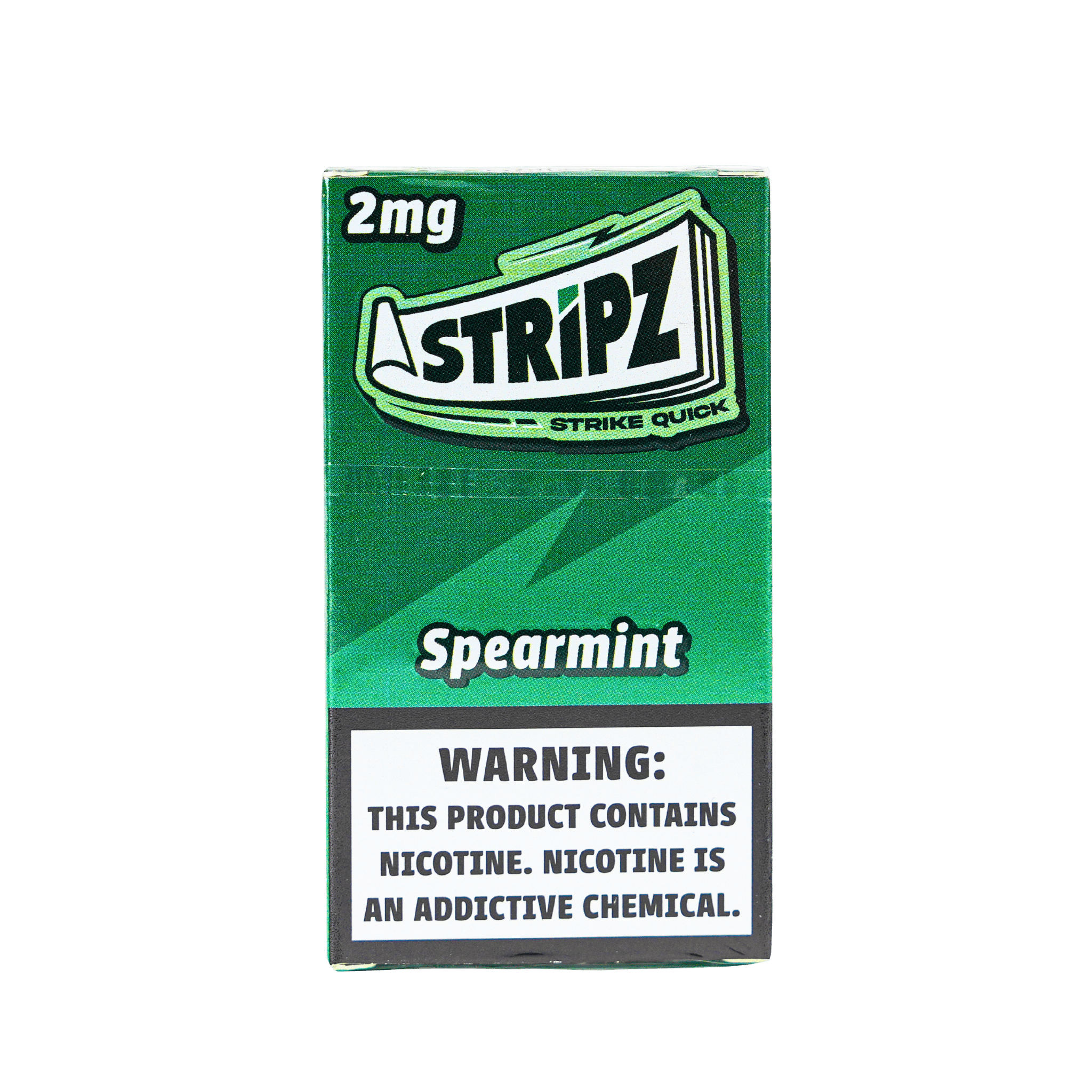 Spearmint Stripz 2mg nicotine strips single pack — front view.