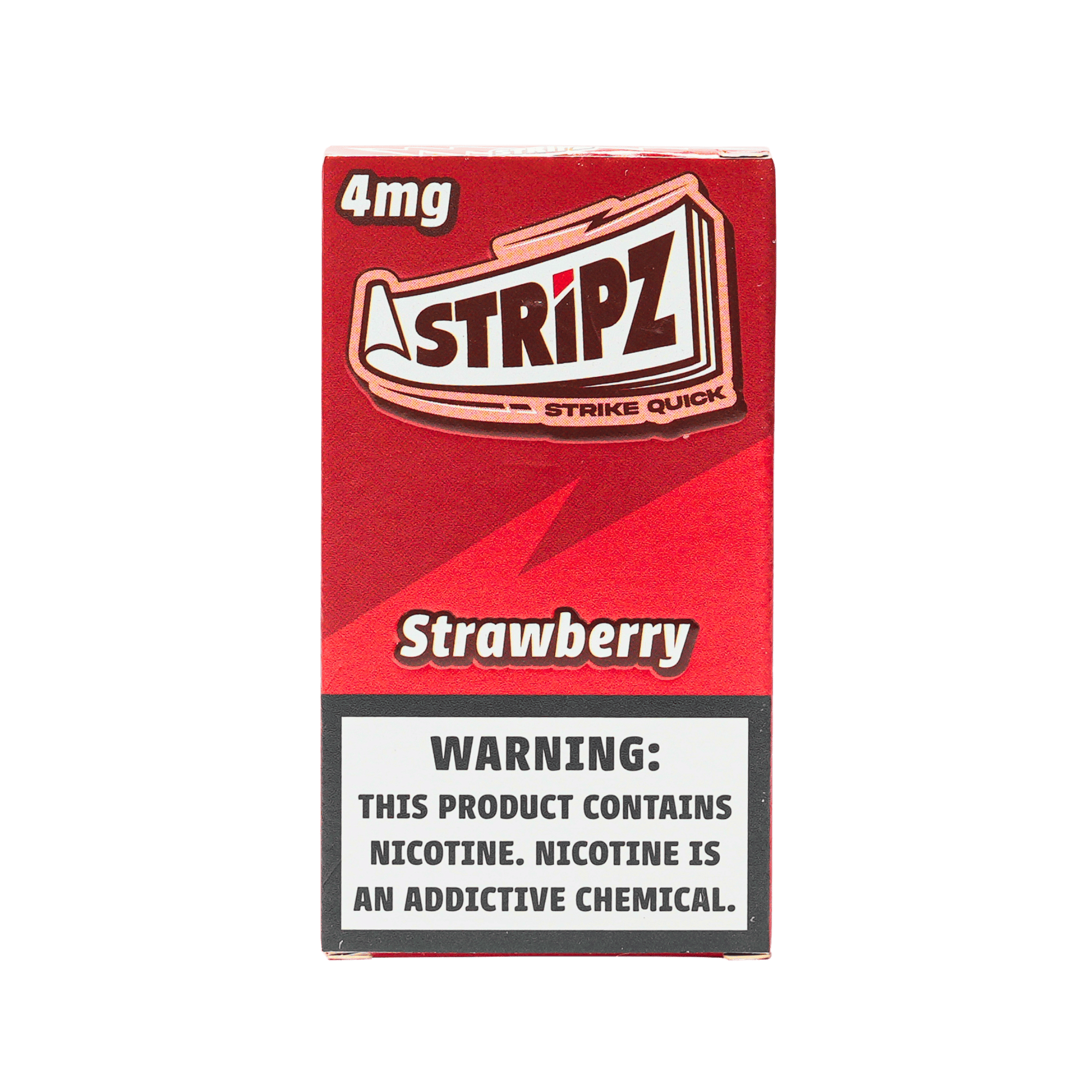 Strawberry Stripz 4mg nicotine strips single pack — front view.