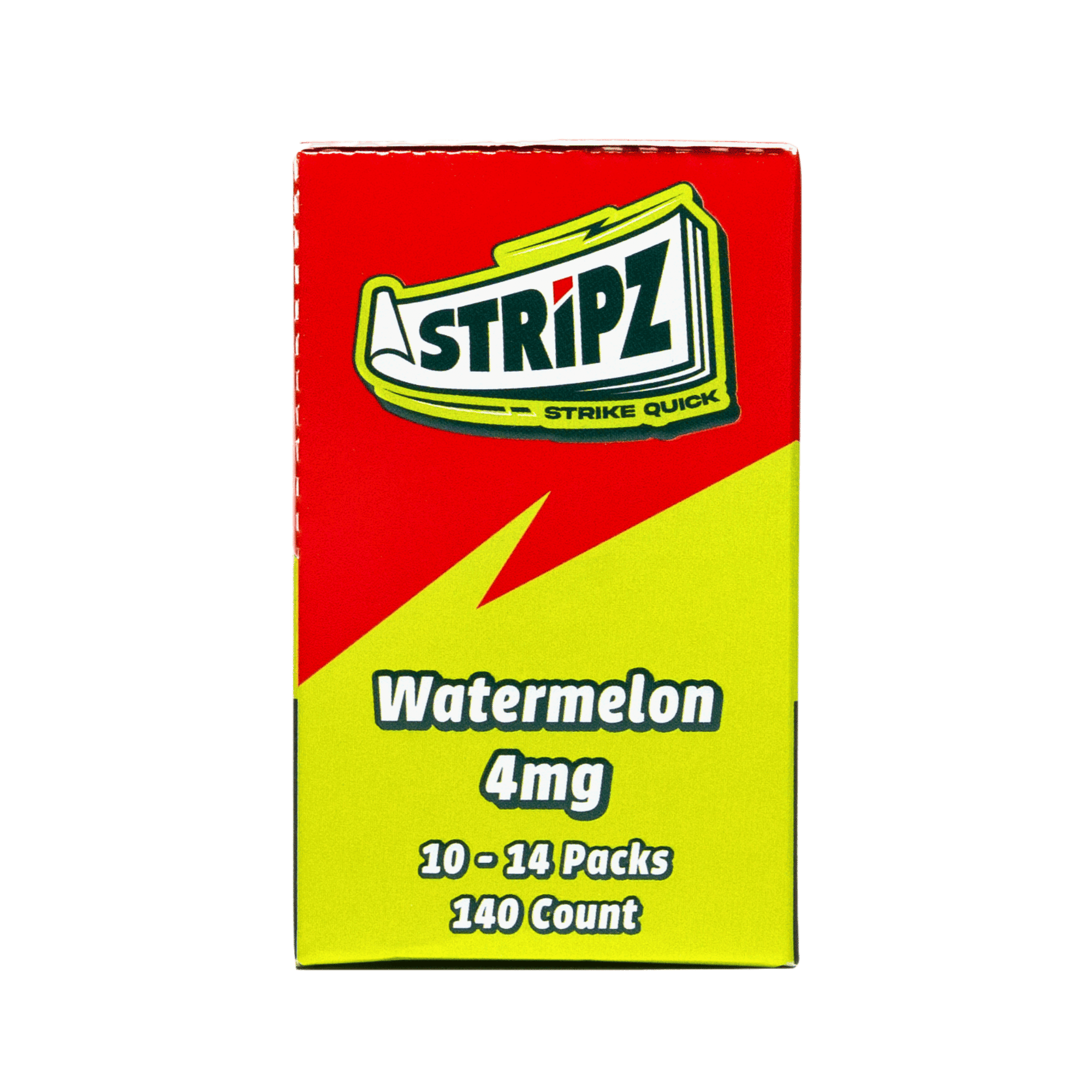 Watermelon Stripz 4mg — closed display case, front view.