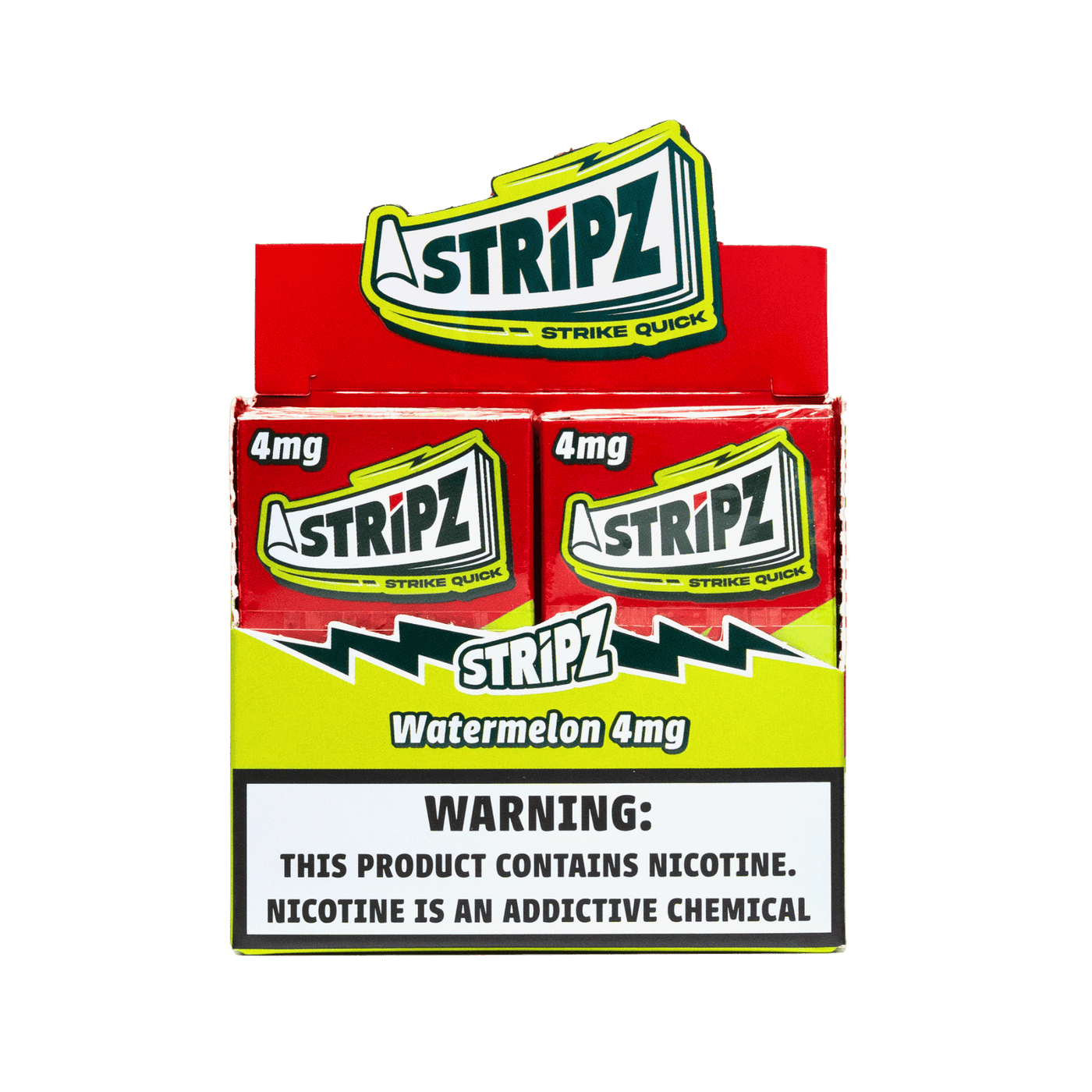 Watermelon Stripz 4mg — open display box, wide front view.
